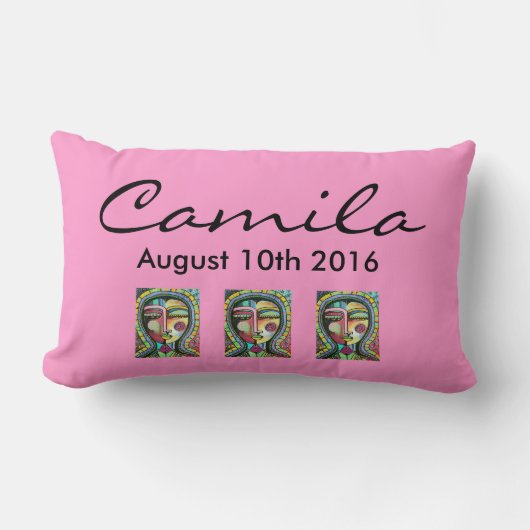 枕-名前及び日付が付いているキンセアニェラの記念品 ランバークッション (正面)