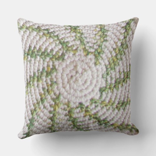 枕 – 白と緑のらせん状 (裏面)