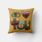 枕、私は落書き、かわいいおもしろいのカラフル愛します クッション (裏面)