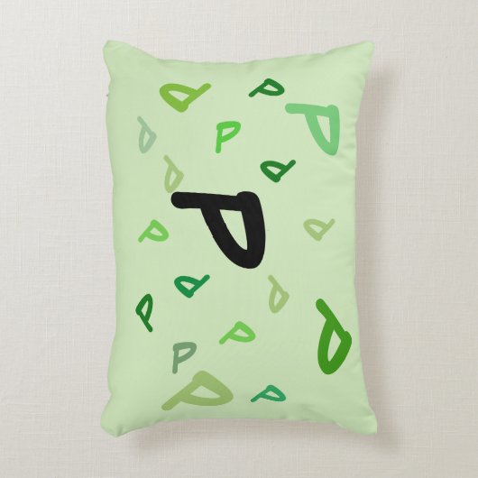 枕 – 緑の文字のジャムリング アクセントクッション (正面(垂直))