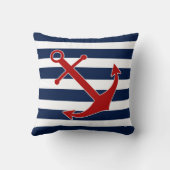 枕、航海のいかり、青と白の海事 クッション (裏面)