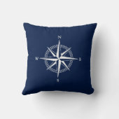 枕、航海のコンパス、青と白、海上 クッション (裏面)
