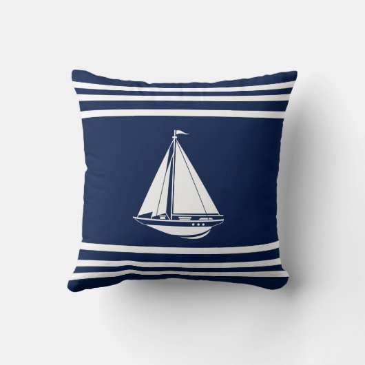 枕、航海の帆船、海上 クッション (裏面)