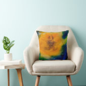 枕: 豊富で青いbackgrounの黄色いヒマワリ クッション (椅子)