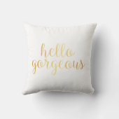 枕-豪華な金ゴールドこんにちは クッション (裏面)