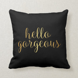 枕-金ゴールドのこんにちは豪華な黒 クッション