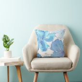 枕-青いハイビスカスの花-水彩画 クッション (椅子)