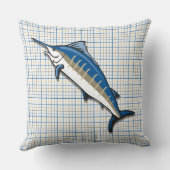 枕 – 青いマーリンオンプレイド (裏面)