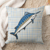 枕 – 青いマーリンオンプレイド (ブランケット)