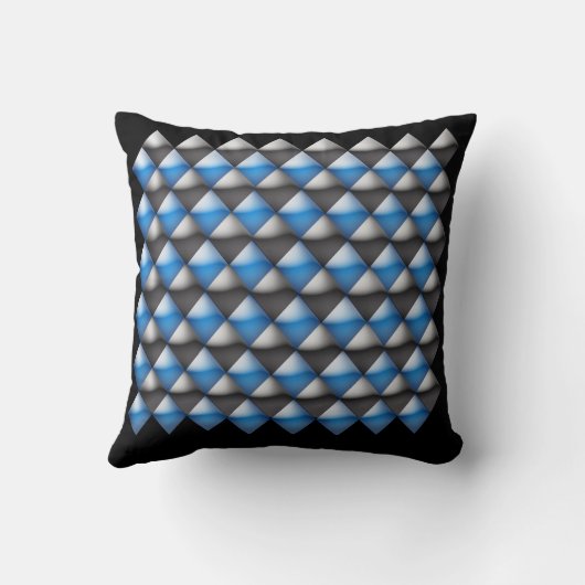 枕 – 青と黒の3-Dダイヤモンド (裏面)
