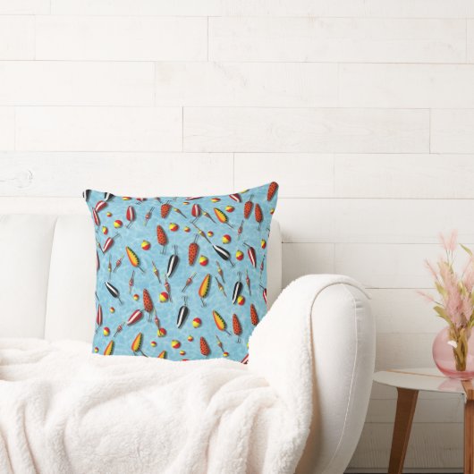 枕 – 魚釣りの小箱とルアー (ソファ)