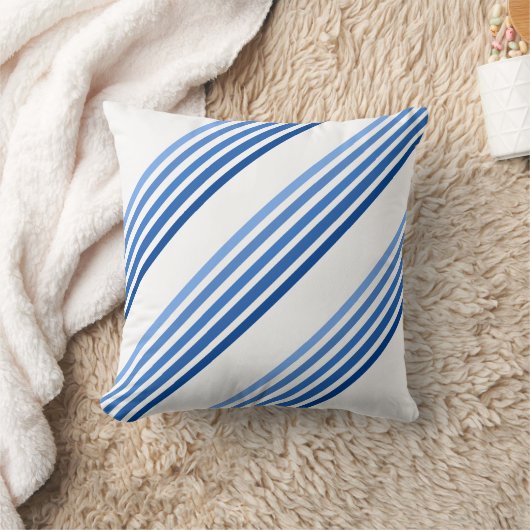 枕 – 5つの色合いの青い線の3つのグループ (ブランケット)