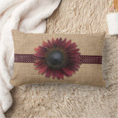 枕 – Lumbar – バーラップとボルドーひまわり (ブランケット)