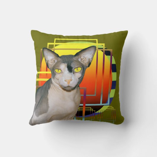 枕| Sphynx猫の忍者の透明な背景 クッション (裏面)