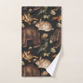 林お洒落動物花柄 バスタオルセット (ハンドタオル)