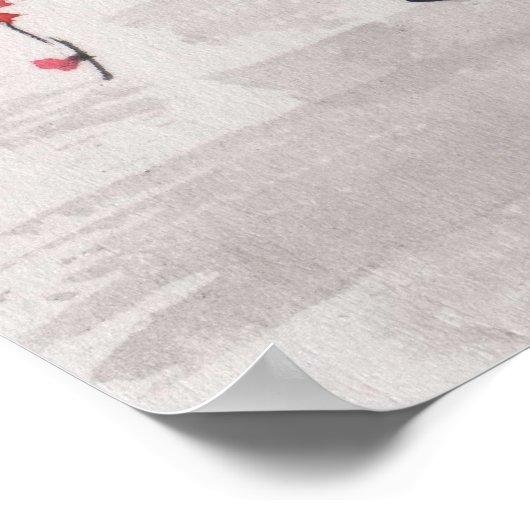 林李のアート水中国の色コイ梅花 ポスター (角)