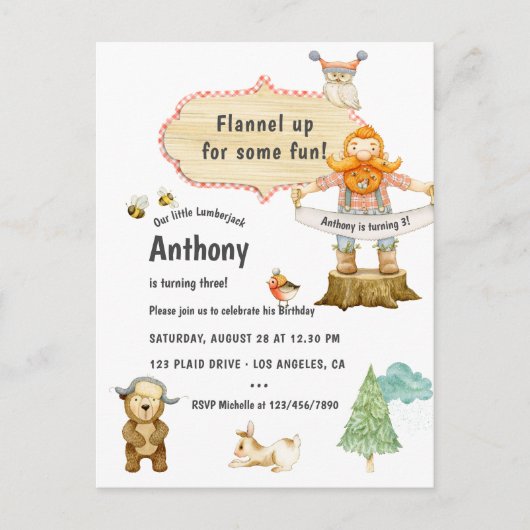 林業作業員の誕生日パーティー ポストカード (正面)