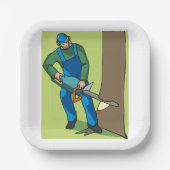 林業労働者 ペーパープレート (正面)