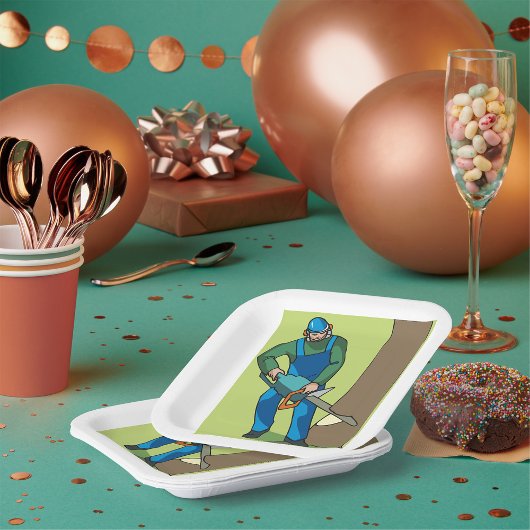 林業労働者 ペーパープレート