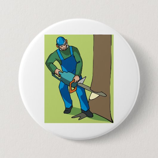 林業労働者 缶バッジ (正面)