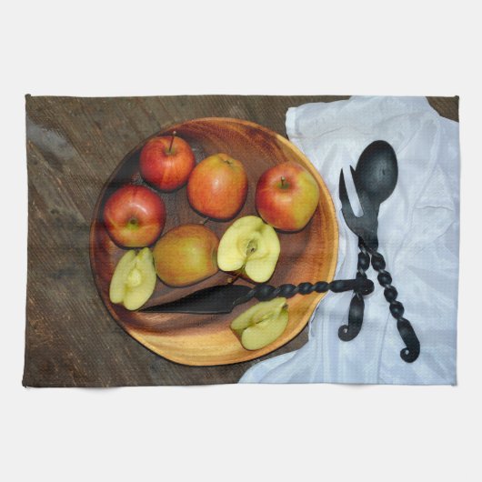 林檎のある静物画 キッチンタオル (横)