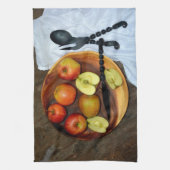 林檎のある静物画 キッチンタオル (縦)