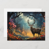 林野草草地に立つシカ ポストカード (正面/裏面)