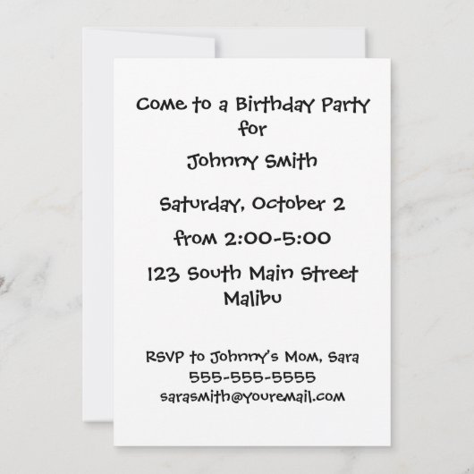 林間の空地の誕生日の招待状の集団の緑のわに 招待状 (裏面)