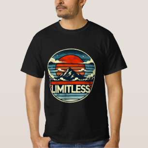 果てしない地平線:山の夕焼けアート Tシャツ