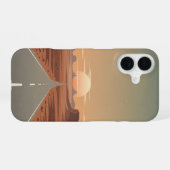 果てしない砂漠のハイウェイ iPhone 16ケース (裏面横)