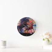 果てしない空の水彩馬 ラウンド壁時計 (ホーム)