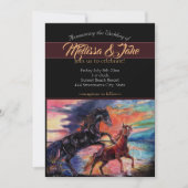 果てしなく広がる空とロマンチックな水彩の馬たち 招待状 (正面)