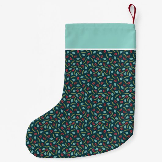 果パーソナライズされた物と松 スモールクリスマスストッキング (裏面)