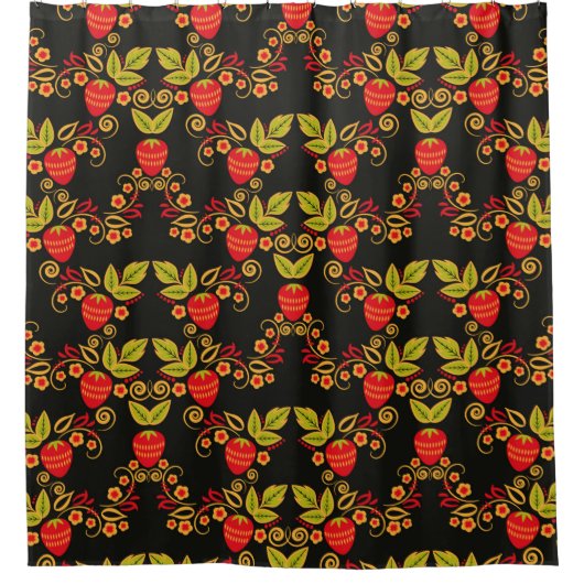 果伝統的ロシアの実模様  シャワーカーテン (正面)