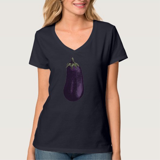 果実おもしろい野菜デザインMのナスビーガン Tシャツ (正面)