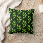 果実が付いている水彩画の緑植物のパターン クッション (ブランケット)