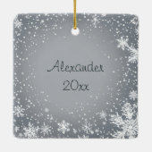 果実が入ったかわいい冬のネズミ セラミックオーナメント (裏面)