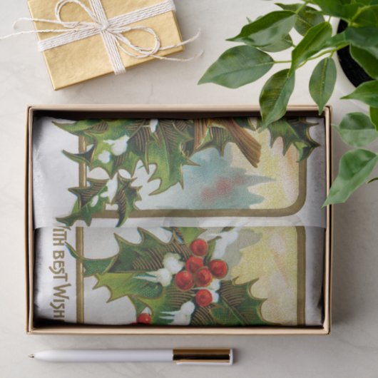 果実とツタの間のクリスマスラブバード 薄葉紙 (ギフト)