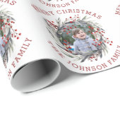 果実とリースの写真と葉クリスマス ラッピングペーパー (ロールコーナー)