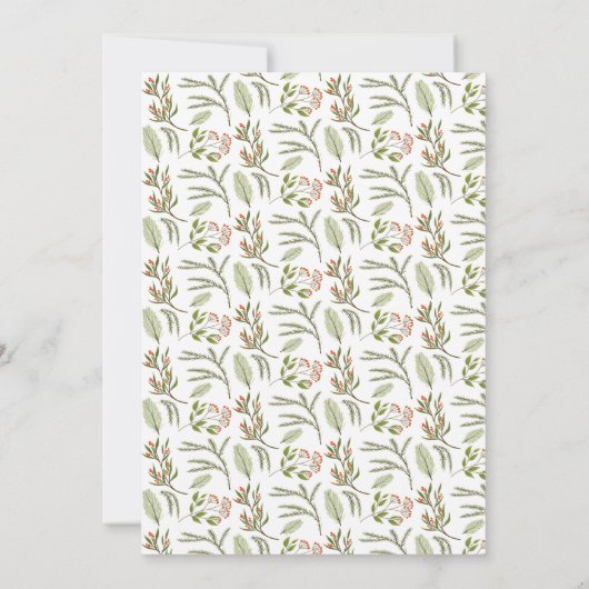 果実と冬の松の緑の結婚休日 招待状 (裏面)