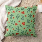 果実と冬の植物の継ぎ目葉のないパターン クッション (ブランケット)