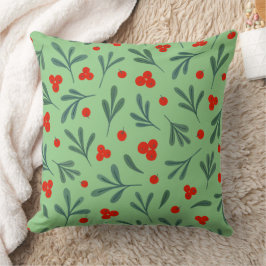 果実と冬の植物の継ぎ目葉のないパターン クッション