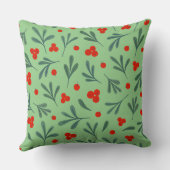 果実と冬の植物の継ぎ目葉のないパターン クッション (裏面)