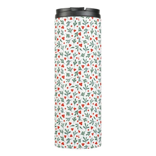 果実と冬の植物の継ぎ目葉のないパターン タンブラー (裏面)