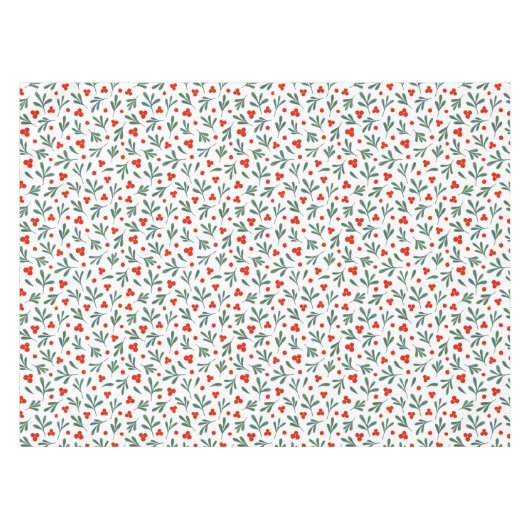 果実と冬の植物の継ぎ目葉のないパターン テーブルクロス (正面(横))