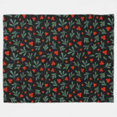 果実と冬の植物の継ぎ目葉のないパターン フリースブランケット (正面(横))