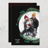 果実と松のリースクリスマスフォト シーズンカード (正面/裏面)