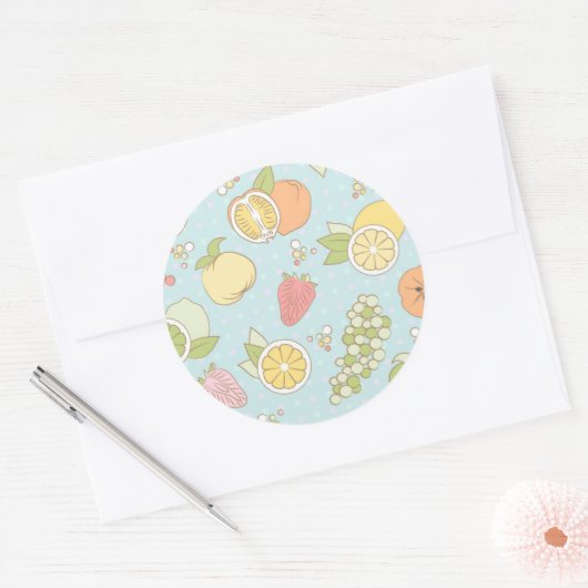 果実と果実の模様 ラウンドシール (封筒)