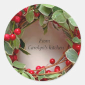 果実と緑のリース ラウンドシール (正面)