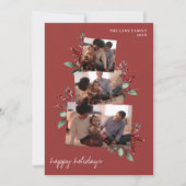 果実と緑の鮮やかな赤のフォトコラージュ シーズンカード (正面)